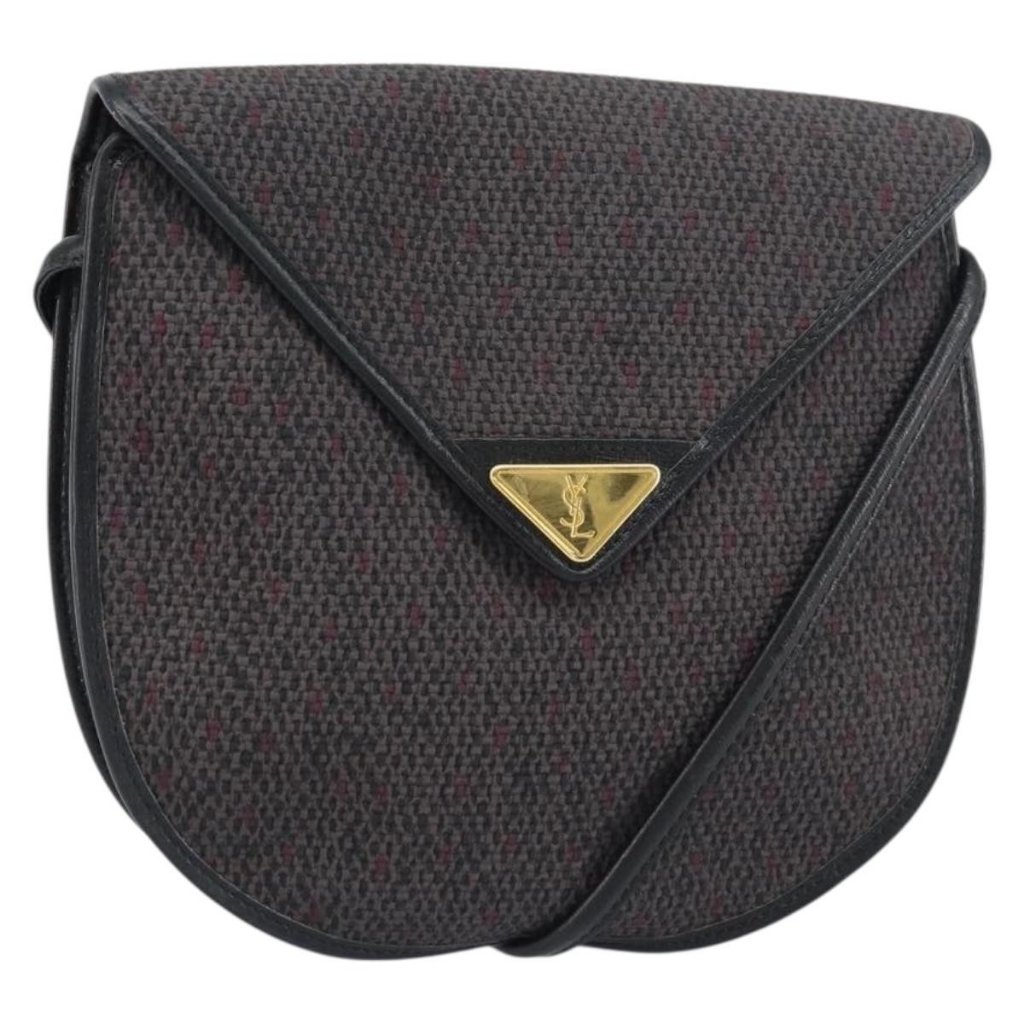 Authentic Saint Laurent Shoulder Bag Pvc Leather Gray Gold